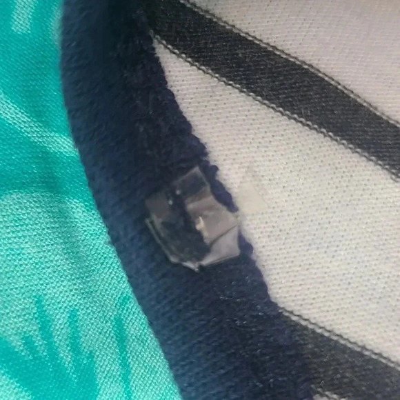 Umgee Tie Front Contrast Top Blouse Women's Small Navy Blue White Stripes - Picture 5 of 5